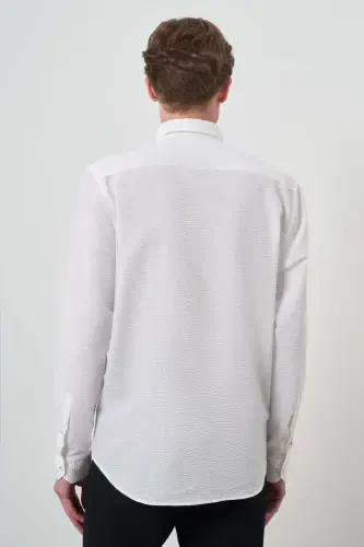 Modazone Men's White Cotton Trend Dynamic Fit Button-Down Collar Shirt - 5