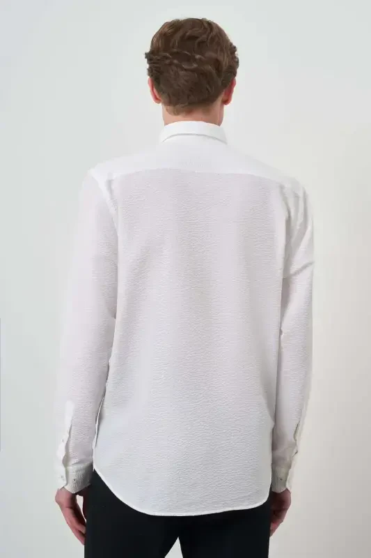 Modazone Men's White Cotton Trend Dynamic Fit Button-Down Collar Shirt - 5