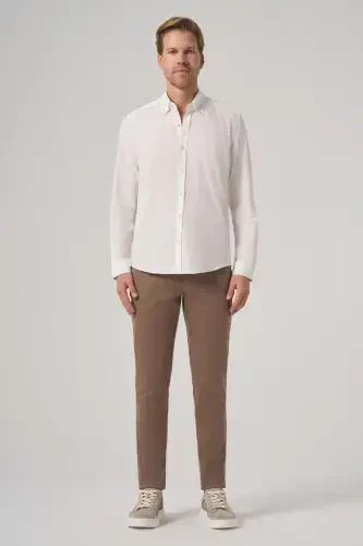 Modazone Men's White Cotton Trend Dynamic Fit Button-Down Collar Shirt - 4