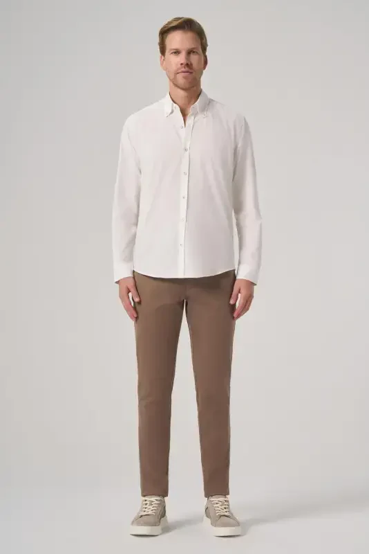 Modazone Men's White Cotton Trend Dynamic Fit Button-Down Collar Shirt - 4