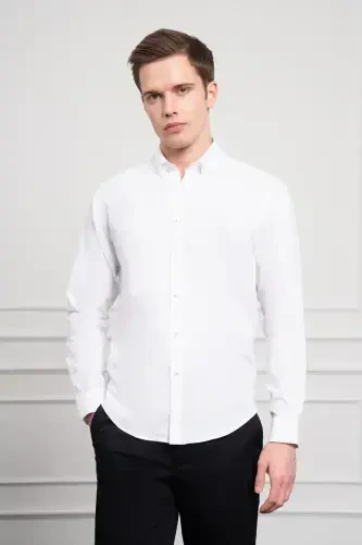Modazone Men's White Cotton Trend Dynamic Fit Comfort Fit Shirt - 1
