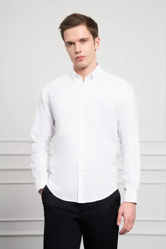 Modazone Men's White Cotton Trend Dynamic Fit Comfort Fit Shirt - 1
