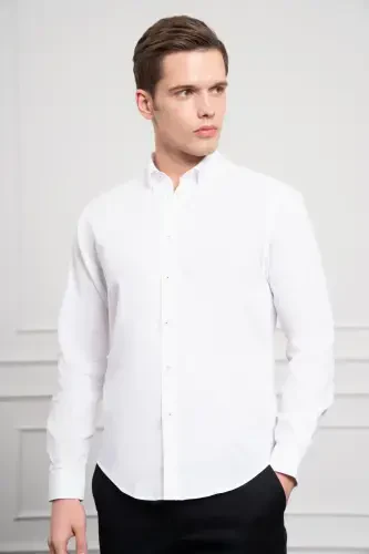 Modazone Men's White Cotton Trend Dynamic Fit Comfort Fit Shirt - 4
