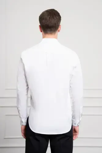 Modazone Men's White Cotton Trend Dynamic Fit Comfort Fit Shirt - 5