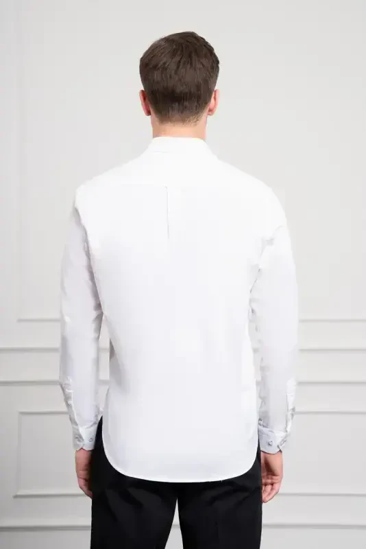 Modazone Men's White Cotton Trend Dynamic Fit Comfort Fit Shirt - 5