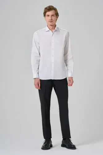 Modazone Men's White Cotton Trend Dynamic Fit Italian Collar Shirt - 4