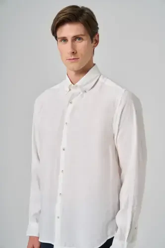 Modazone Men's White Dynamic Fit Button-Down Collar Modal Shirt - 3