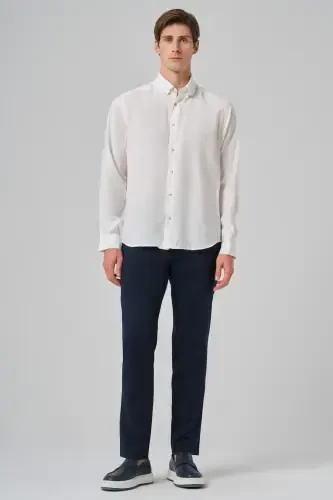 Modazone Men's White Dynamic Fit Button-Down Collar Modal Shirt - 4