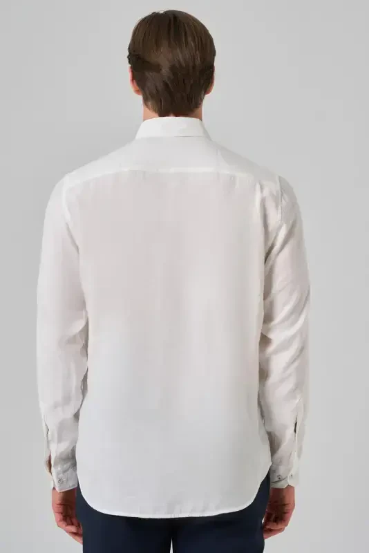 Modazone Men's White Dynamic Fit Button-Down Collar Modal Shirt - 5