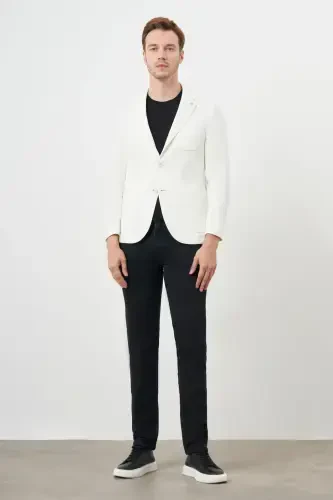 Modazone Men's White Knitted Slim Fit Pocket Detailed Mono Collar Sports Jacket - 5