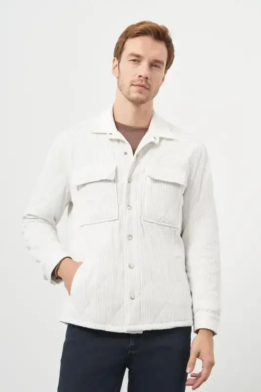 Modazone Men's White Quilted Worker Jacket - 1