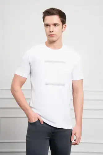 Modazone Men's White Trend Crew Neck Dynamic Fit Cotton T-Shirt - 3