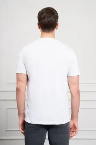 Modazone Men's White Trend Crew Neck Dynamic Fit Cotton T-Shirt - 5