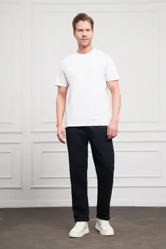 Modazone Men's White Trend Crew Neck Dynamic Fit Cotton T-Shirt - 2