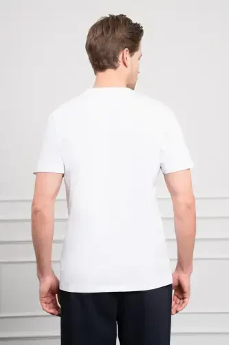 Modazone Men's White Trend Crew Neck Dynamic Fit Cotton T-Shirt - 6