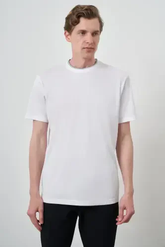 Modazone Men's White Trend Crew Neck T-Shirt - 4
