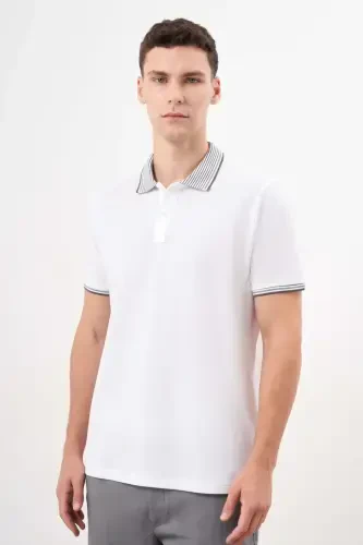Modazone Men's White Trend Polo Collar Dynamic Fit T-Shirt - 1
