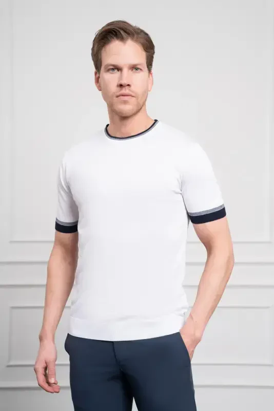 Modazone Men's White Trend Polo Neck Dynamic Fit Comfort Fit T-Shirt - 1