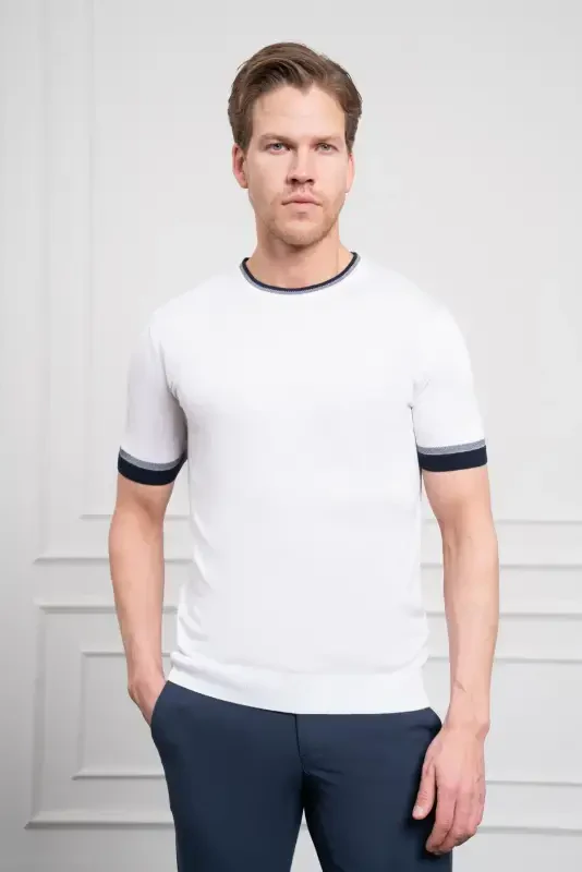 Modazone Men's White Trend Polo Neck Dynamic Fit Comfort Fit T-Shirt - 3