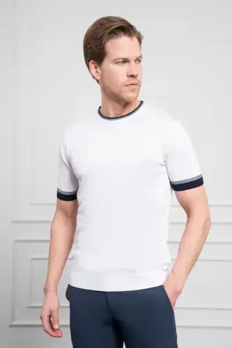 Modazone Men's White Trend Polo Neck Dynamic Fit Comfort Fit T-Shirt - 4