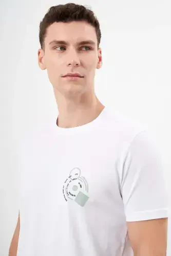 Modazone Men's White Trend Supreme Printed Crew Neck Dynamic Fit T-Shirt - 3