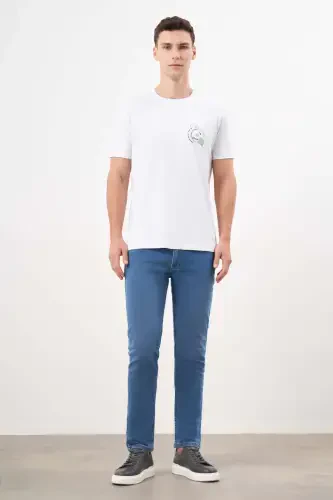 Modazone Men's White Trend Supreme Printed Crew Neck Dynamic Fit T-Shirt - 4