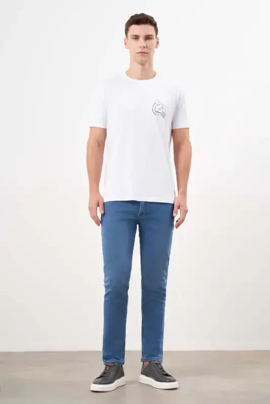 Modazone Men's White Trend Supreme Printed Crew Neck Dynamic Fit T-Shirt - 4