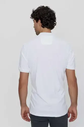 Modazone Мужская Белая Базовая Однотонная 100% Хлопок Большого Размера Свободного Кроя Футболка-поло с короткими рукавами - 7