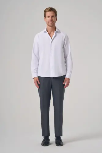 Modazone Мужская белая полиэстеровая трендовая узорчатая рубашка Dynamic Fit с итальянским воротником - 4