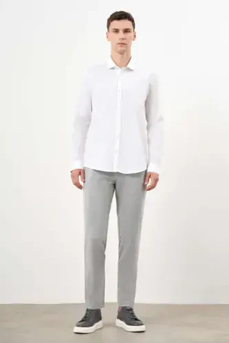 Modazone Мужская белая хлопковая рубашка Slim Fit с итальянским воротником и принтом - 4