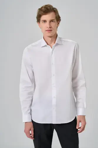 Modazone Мужская Белая Хлопковая Тренд Dynamic Fit Итальянский Воротник Рубашка - 1