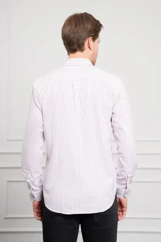 Modazone Мужская бордовая хлопковая трендовая рубашка Dynamic Fit свободного кроя - 5