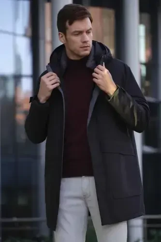 Modazone Мужская Черная Куртка с капюшоном Flora на кнопках Dynamic Fit, удобный крой - 3