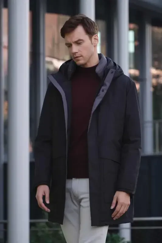 Modazone Мужская Черная Куртка с капюшоном Flora на кнопках Dynamic Fit, удобный крой - 4