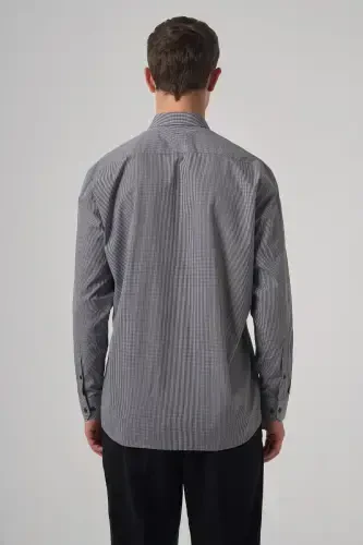 Modazone Мужская Черная Хлопковая Модная Питкарели Стандартного Покроя Рубашка с Воротником на Пуговицах - 5