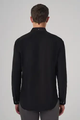 Modazone Мужская Черная Хлопковая Тренд Dynamic Fit Рубашка с Воротником на Пуговицах - 5