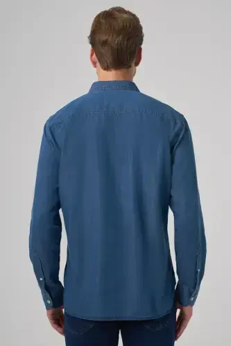 Modazone мужская индиго трендовая динамичная приталенная джинсовая рубашка - 5