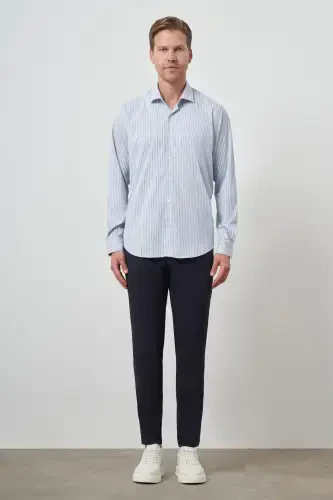 Modazone Мужская Морская Полоска Узор Тренд Slim Fit Рубашка - MORVEN (1)