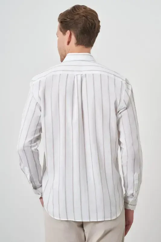 Modazone Мужская Норка Лён Dynamic Fit Рубашка с воротником на пуговицах - 5