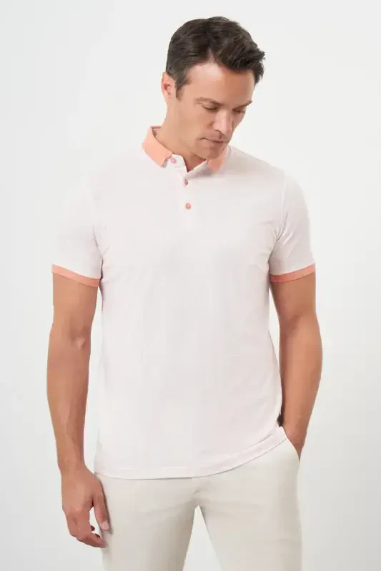 Modazone Erkek Pembe Trend Compact Rotasyon Baskı Pike Polo Yaka T-Shirt - 2