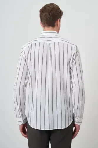 Modazone Мужская рубашка цвета хаки из льна Dynamic Fit с воротником на пуговицах - 5