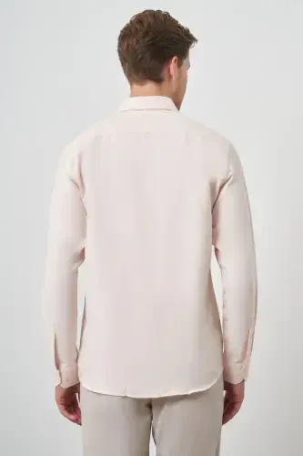 Modazone Мужская рубашка Slim Fit с итальянским воротником цвета морской волны - 5