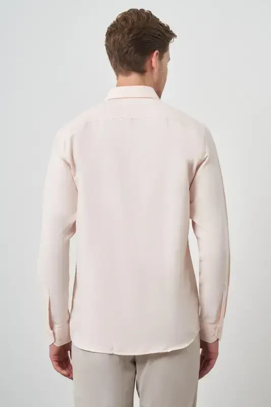 Modazone Мужская рубашка Slim Fit с итальянским воротником цвета морской волны - 5