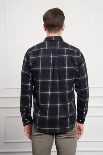 Modazone Мужская рубашка в клетку цвета хаки Regular Fit - 5