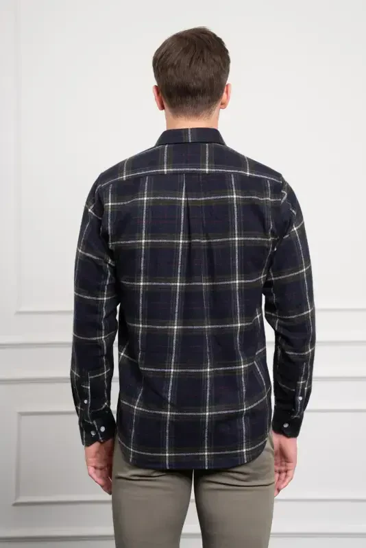 Modazone Мужская рубашка в клетку цвета хаки Regular Fit - 5