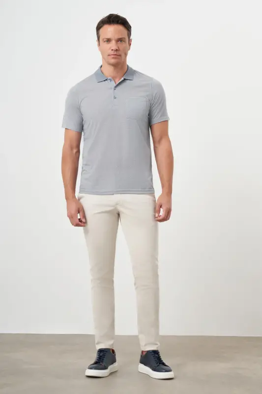 Modazone Мужская Серая Tрендовая Футболка-поло с Карманами - 4