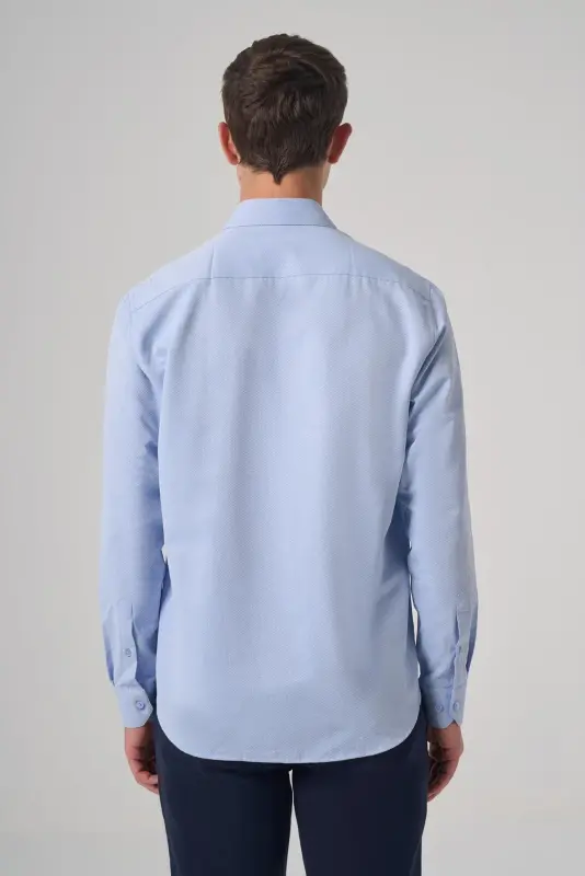 Modazone Мужская Синяя Полиэстеровая Tрендовая Узорчатая Рубашка Dynamic Fit с Итальянским Воротником - 5