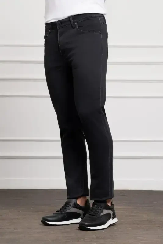 Modazone Мужские антрацитовые демисезонные хлопковые джинсы с 5 карманами Dynamic Fit - 3