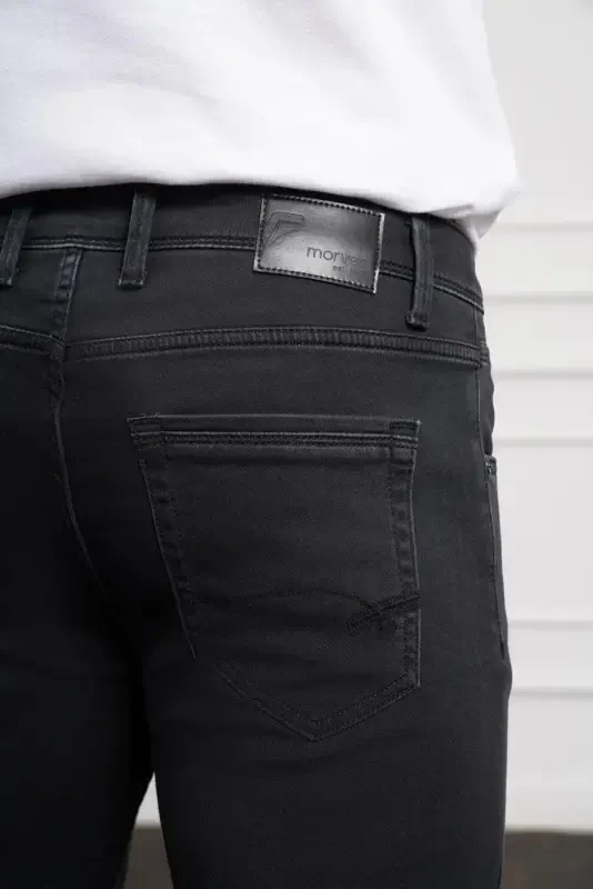 Modazone Мужские антрацитовые демисезонные хлопковые джинсы с 5 карманами Dynamic Fit - 5