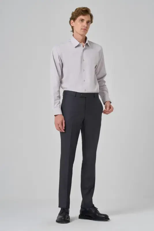 Modazone Мужские Антрацитовые Классические Зауженные Брюки Slim Fit - 4